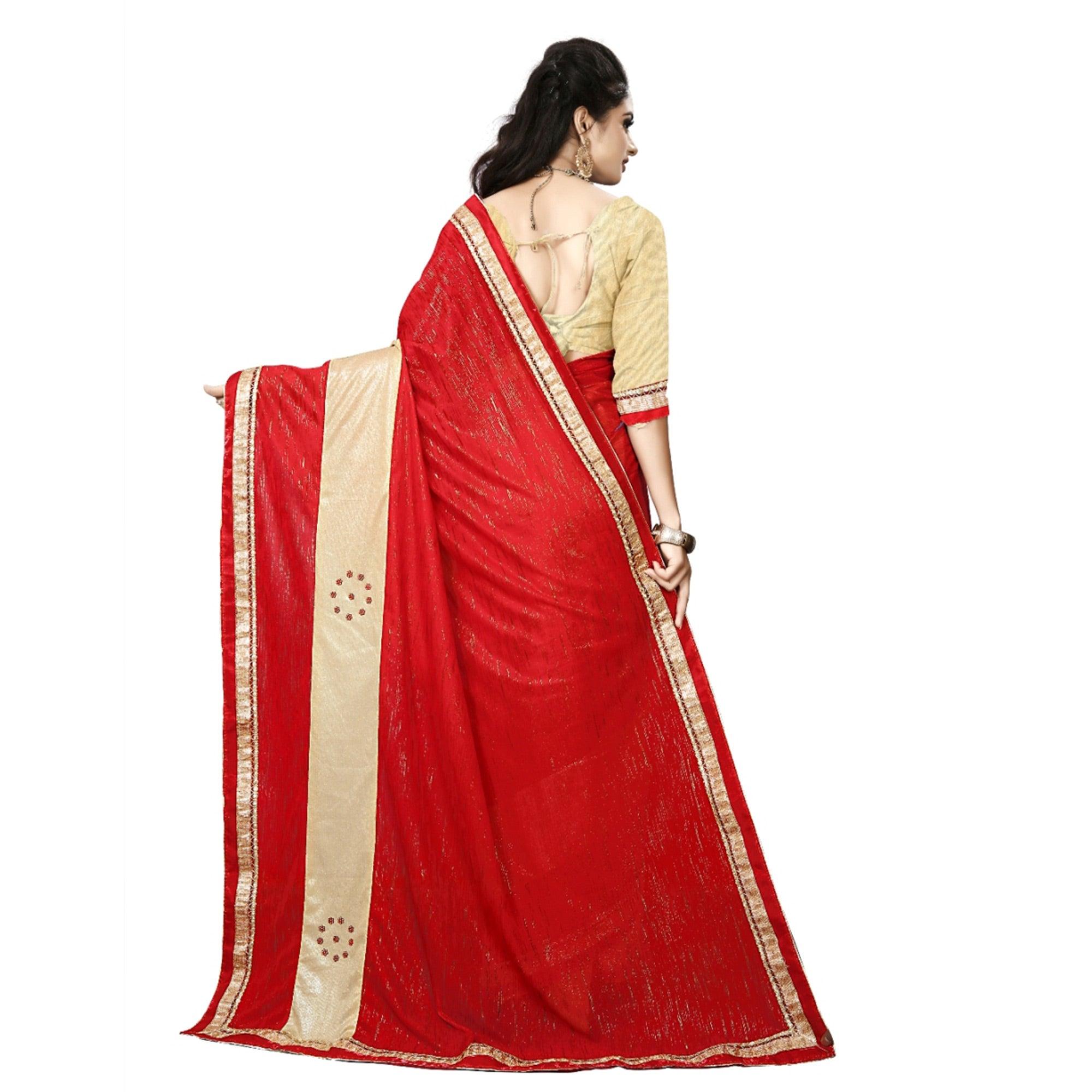 Attractive Red Colored Party Wear Art Silk Saree - Peachmode
