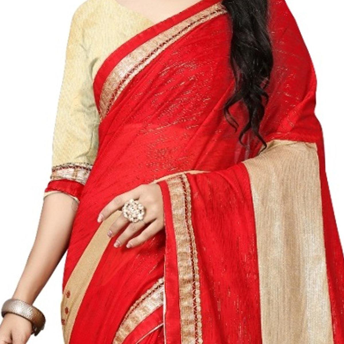 Attractive Red Colored Party Wear Art Silk Saree - Peachmode