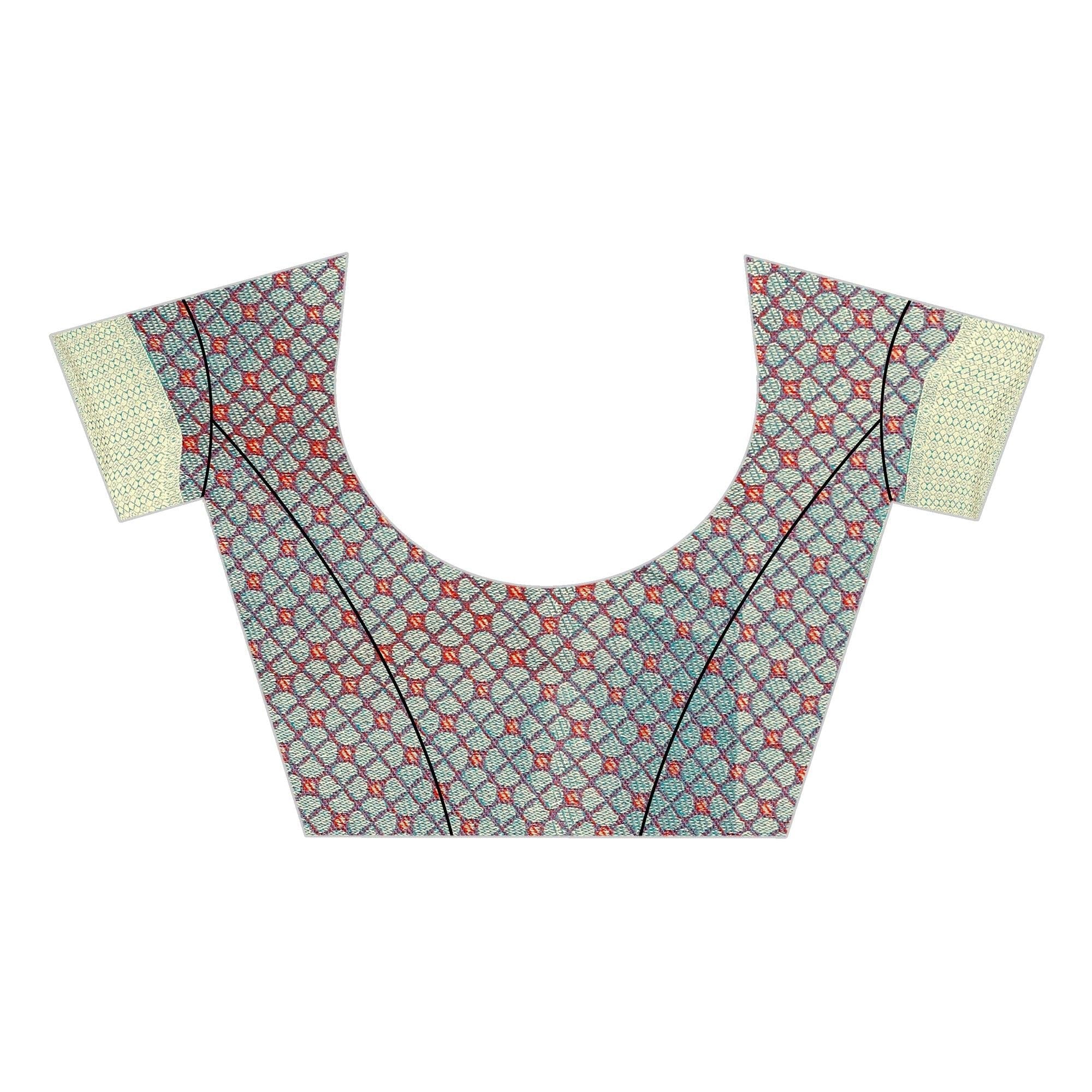 Attractive Turquoise Green Colored Festive Wear Woven Banarasi Silk Saree - Peachmode