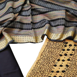 Attractive Yellow Colored Casual Embroidered Chanderi Dress Material - Peachmode