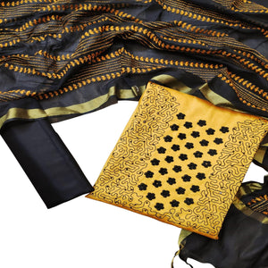 Attractive Yellow Colored Casual Wear Embroidered Manipuri Silk Dress Material - Peachmode