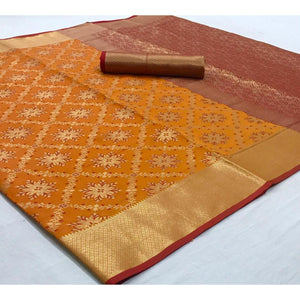 Attractive Yellow Coloured Festive Wear Indian Patola Woven Silk Saree - Peachmode