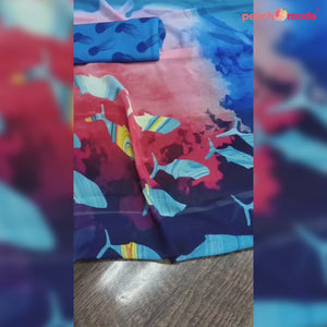 Blue Digital Printed Georgette Saree