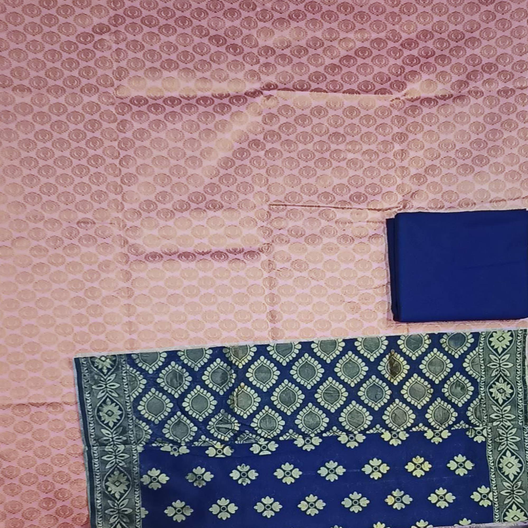 Baby Pink Festive Wear Woven Banarasi Silk Dress Material - Peachmode