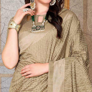 Beautiful Beige Colored Festive Wear Printed Bhagalpuri Silk Saree - Peachmode