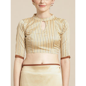 Beautiful Beige-Mustard Colored Casual Wear Printed Silk Blend Saree - Peachmode