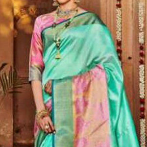 Beautiful Blue Colored Festive Wear Woven Art Silk Saree - Peachmode