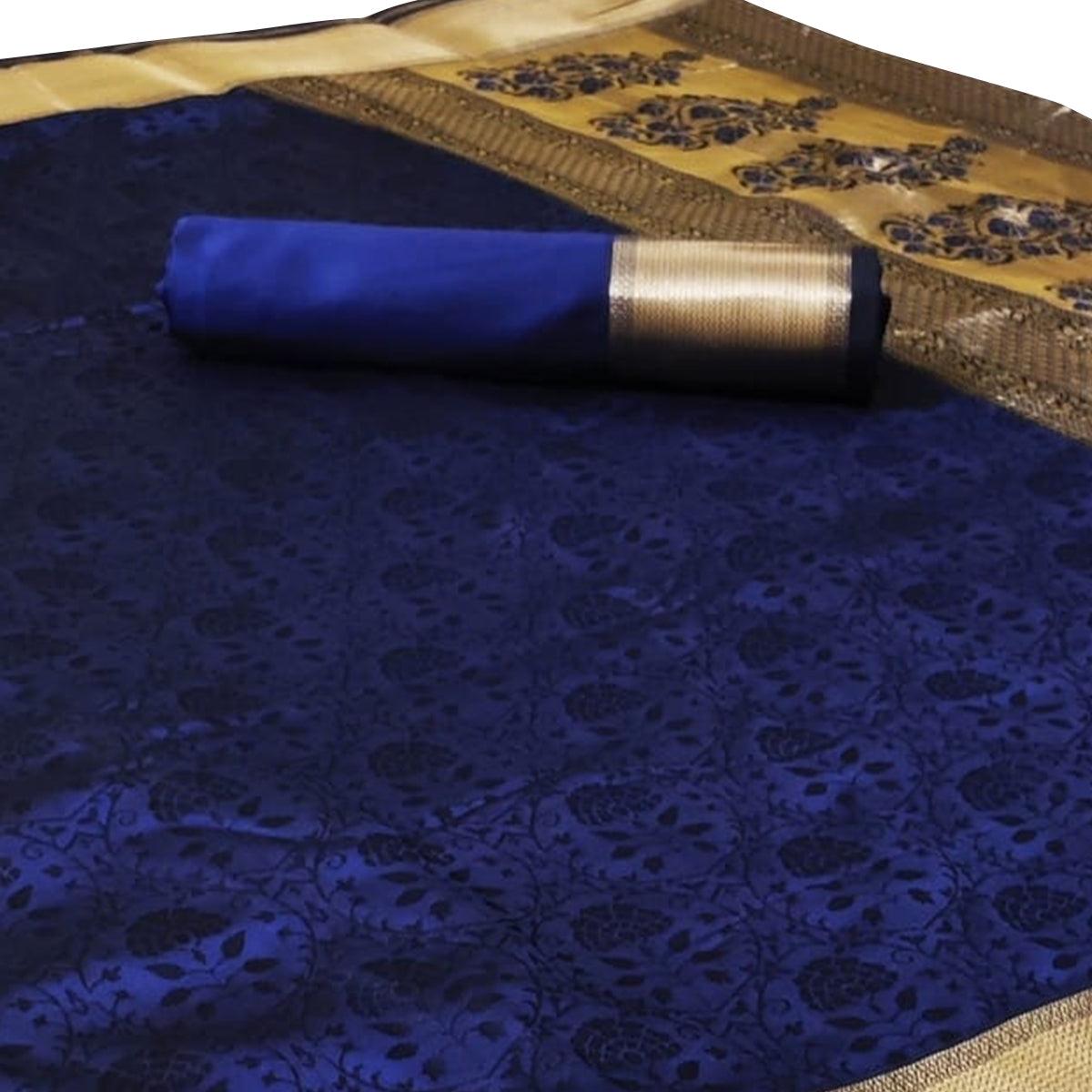Beautiful Blue Colored Festive Wear Woven Heavy Silk Saree - Peachmode