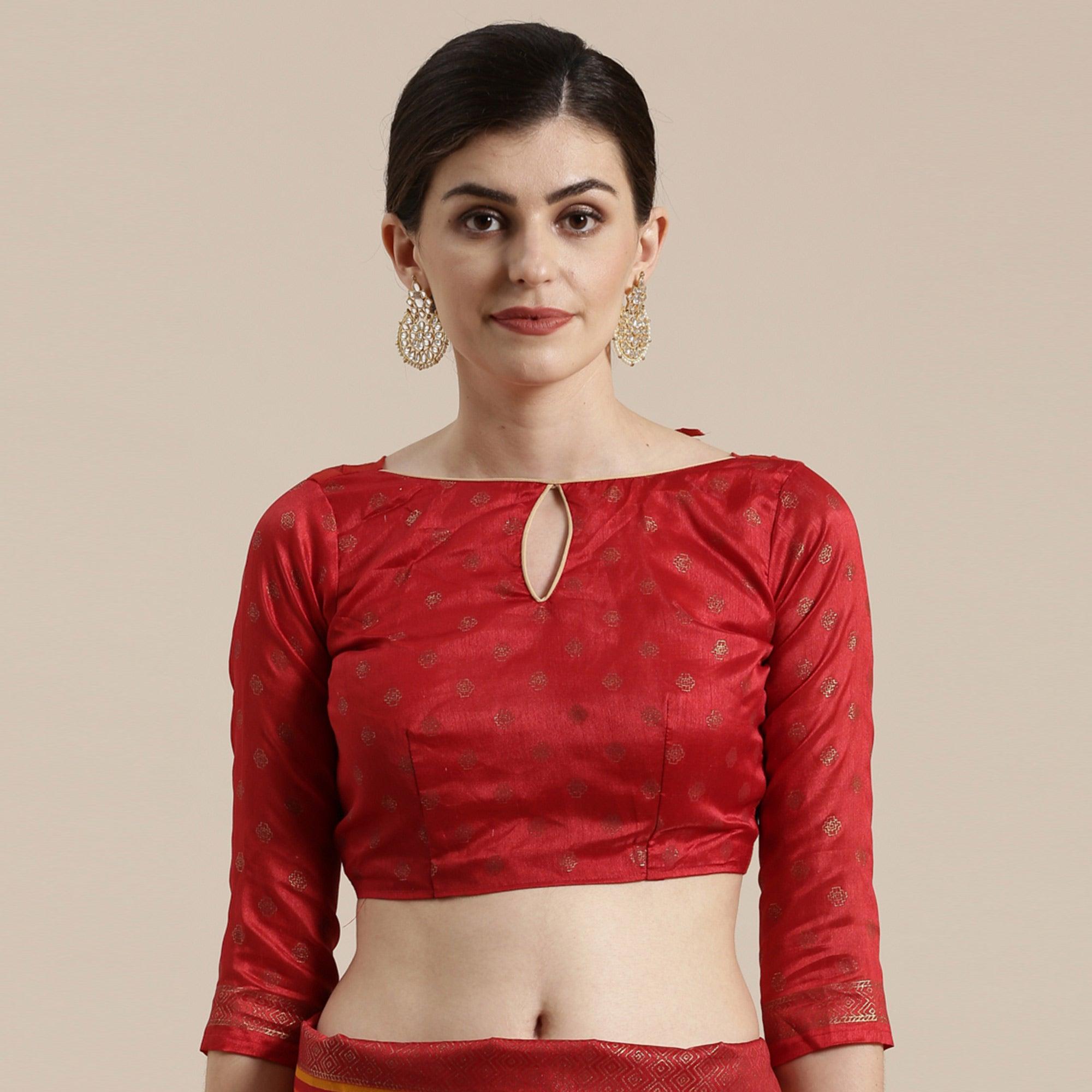 Beautiful Cream-Red Colored Festive Wear Geomatric Foli Print Patola Silk Saree - Peachmode