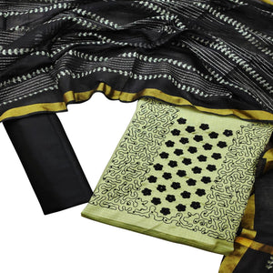 Beautiful Green Colored Casual Wear Embroidered Manipuri Silk Dress Material - Peachmode