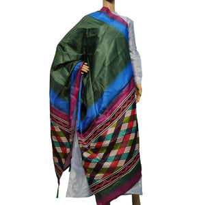 Beautiful Green-Multi Colored Casual Wear Printed Cotton Silk Dupatta With Tassels - Peachmode