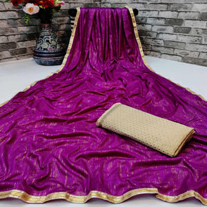 Beautiful Magenta Colored Partywear Art Silk Saree - Peachmode