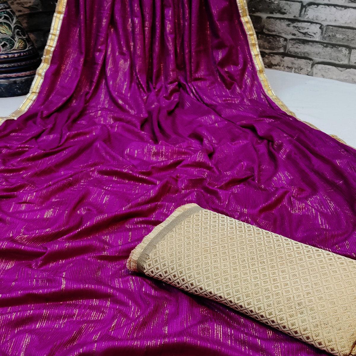 Beautiful Magenta Colored Partywear Art Silk Saree - Peachmode