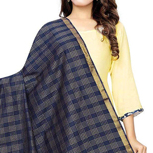 Beautiful Navy Blue Colored Festive Wear Cotton Silk Dupatta - Peachmode