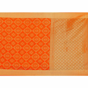 Beautiful Orange Colored Festive Wear Woven Banarasi Silk Saree - Peachmode