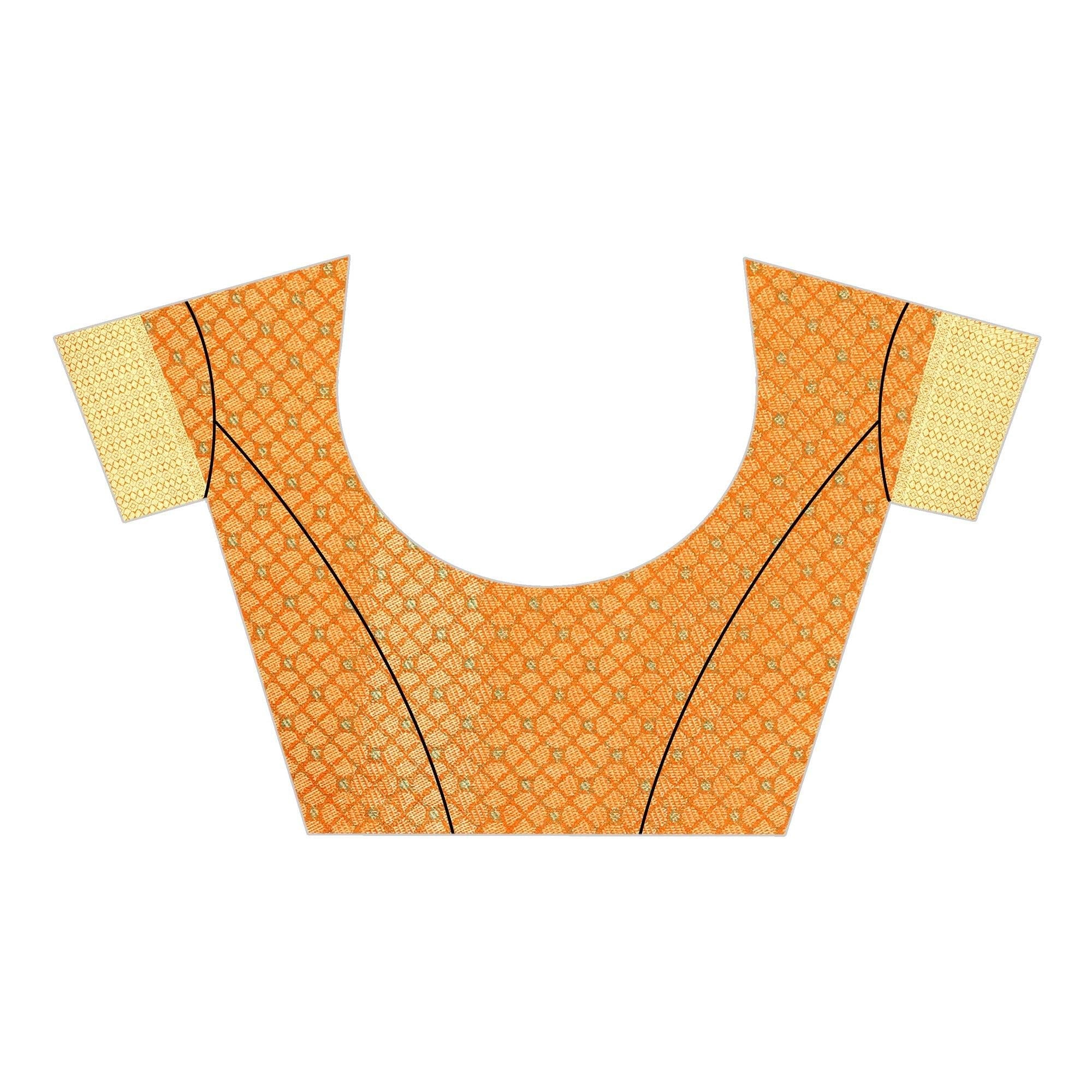 Beautiful Orange Colored Festive Wear Woven Banarasi Silk Saree - Peachmode