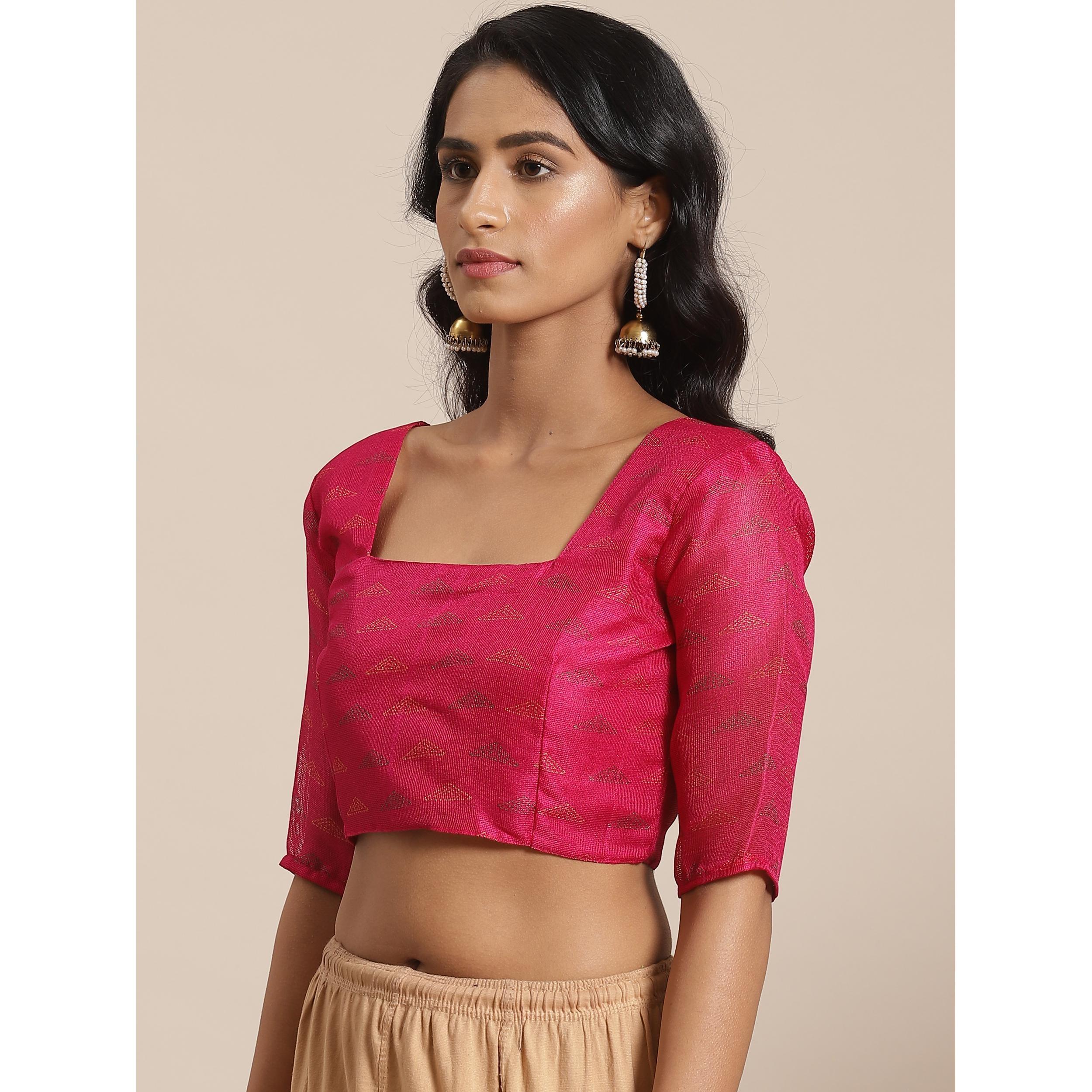 Beautiful Pink Colored Casual Wear Printed Jute Silk Saree - Peachmode