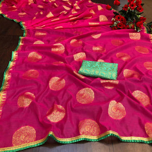 Beautiful Pink Colored Festive Wear Woven Cotton Saree - Peachmode
