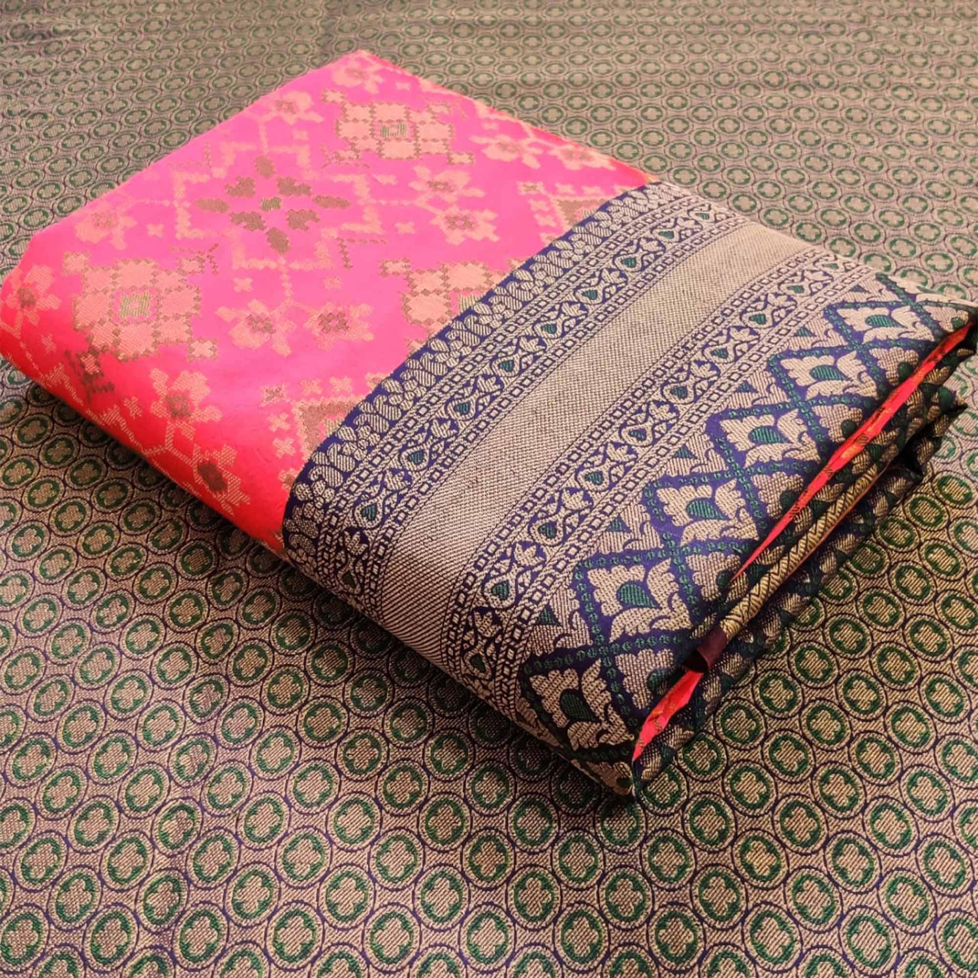 Beautiful Pink Colored Festive Wear Woven Patola Silk Saree - Peachmode