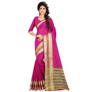 Beautiful Pink Colored Festive Wear Woven Silk Saree - Peachmode