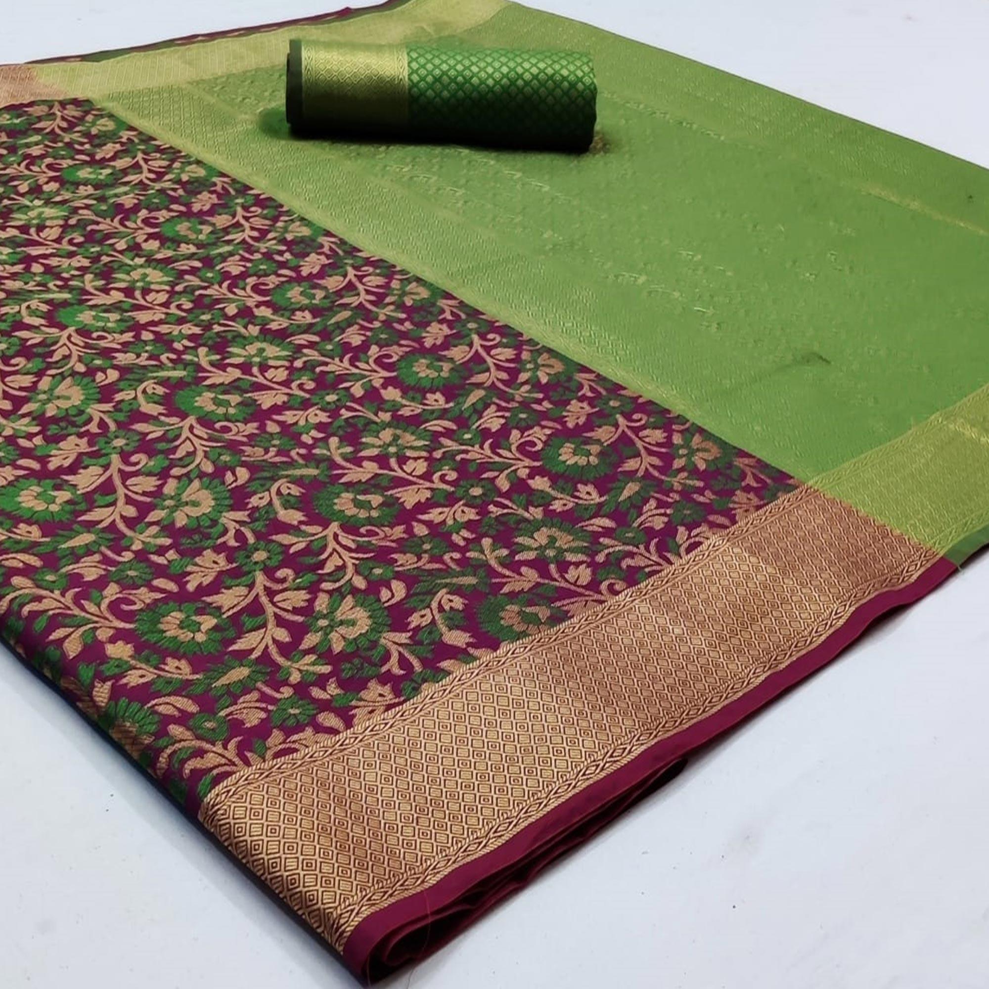 Beautiful Purple Colored Festive Wear Woven Patola Silk Saree - Peachmode