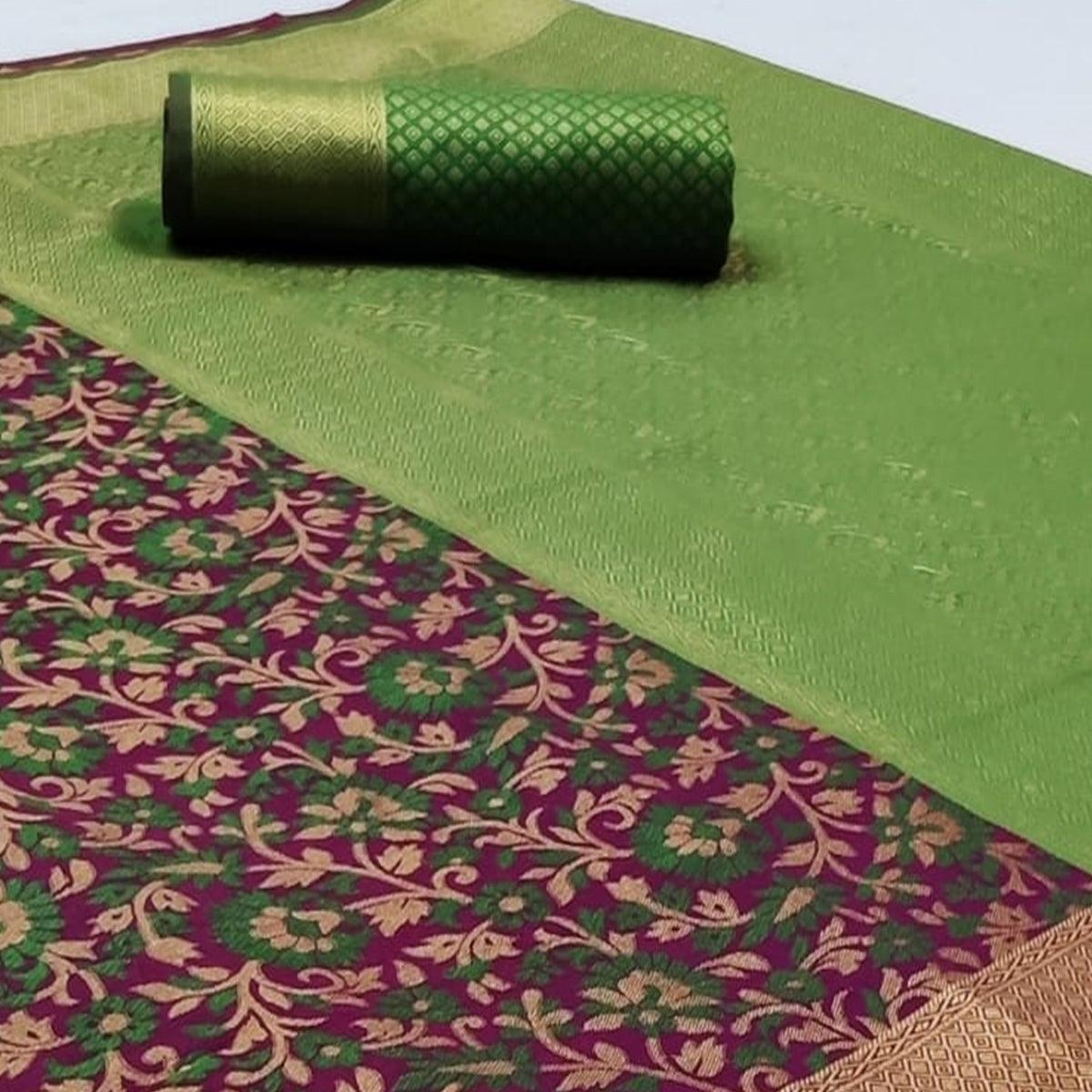 Beautiful Purple Colored Festive Wear Woven Patola Silk Saree - Peachmode