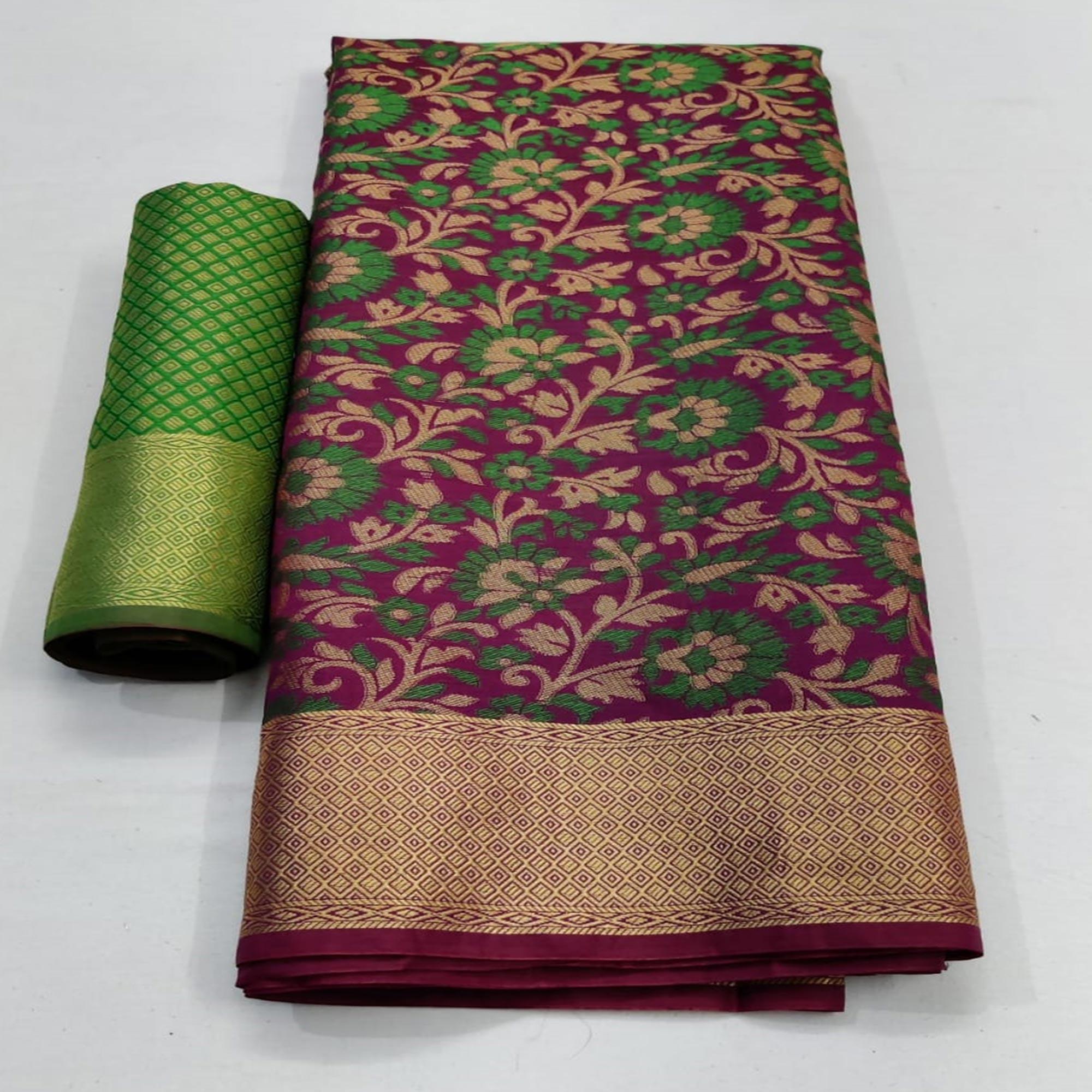 Beautiful Purple Colored Festive Wear Woven Patola Silk Saree - Peachmode