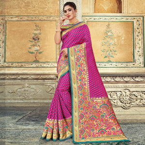 Beautiful Purple Colored Festive Wear Woven Silk Saree - Peachmode