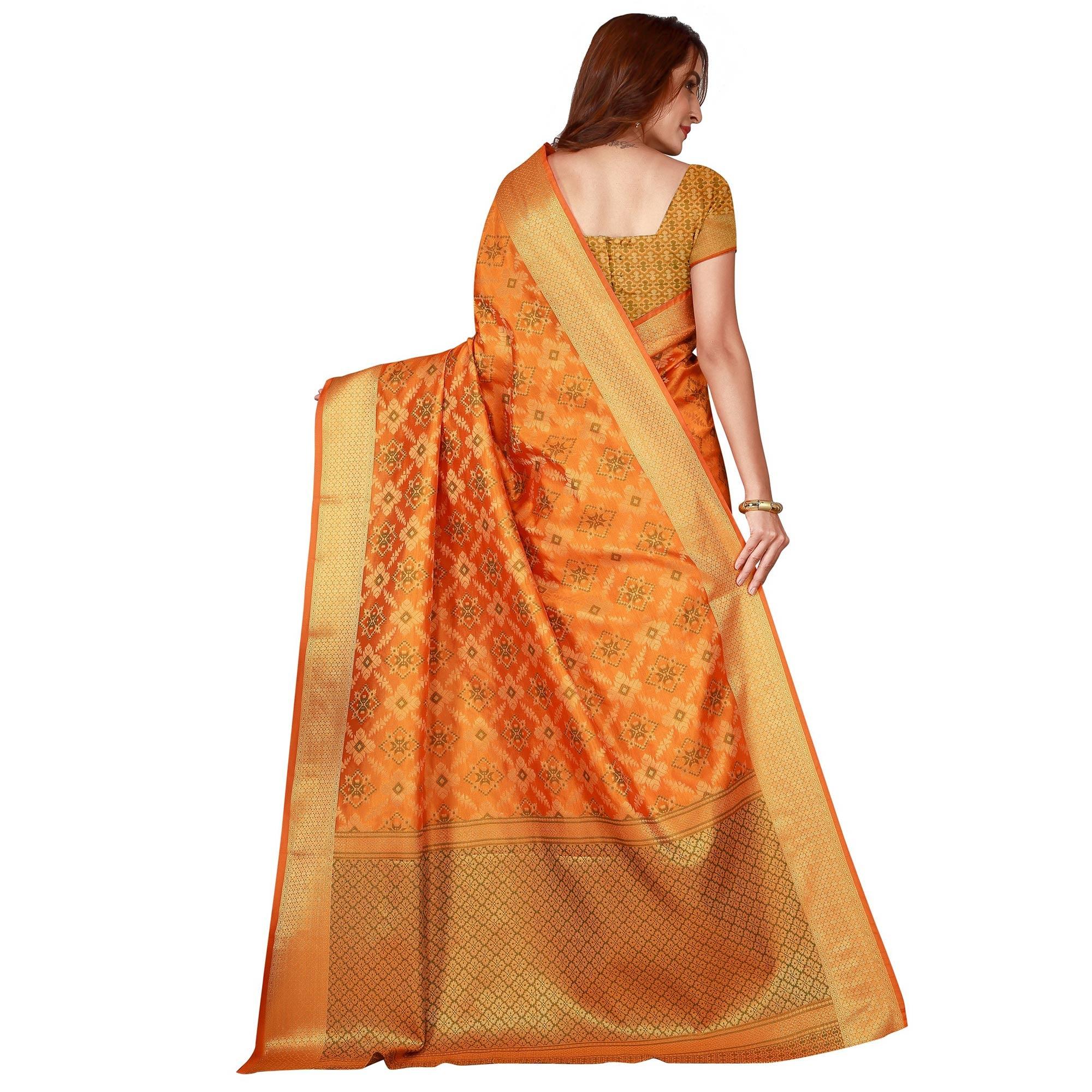 Beautiful Yellow Colored festive Wear silk Saree - Peachmode