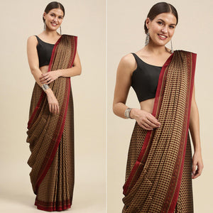 Beige Casual Wear Printed Art Silk Saree - Peachmode