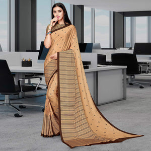 Beige Casual Wear Printed Art Silk Saree - Peachmode