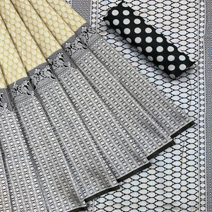 Beige Casual Wear Printed Art Silk Saree - Peachmode