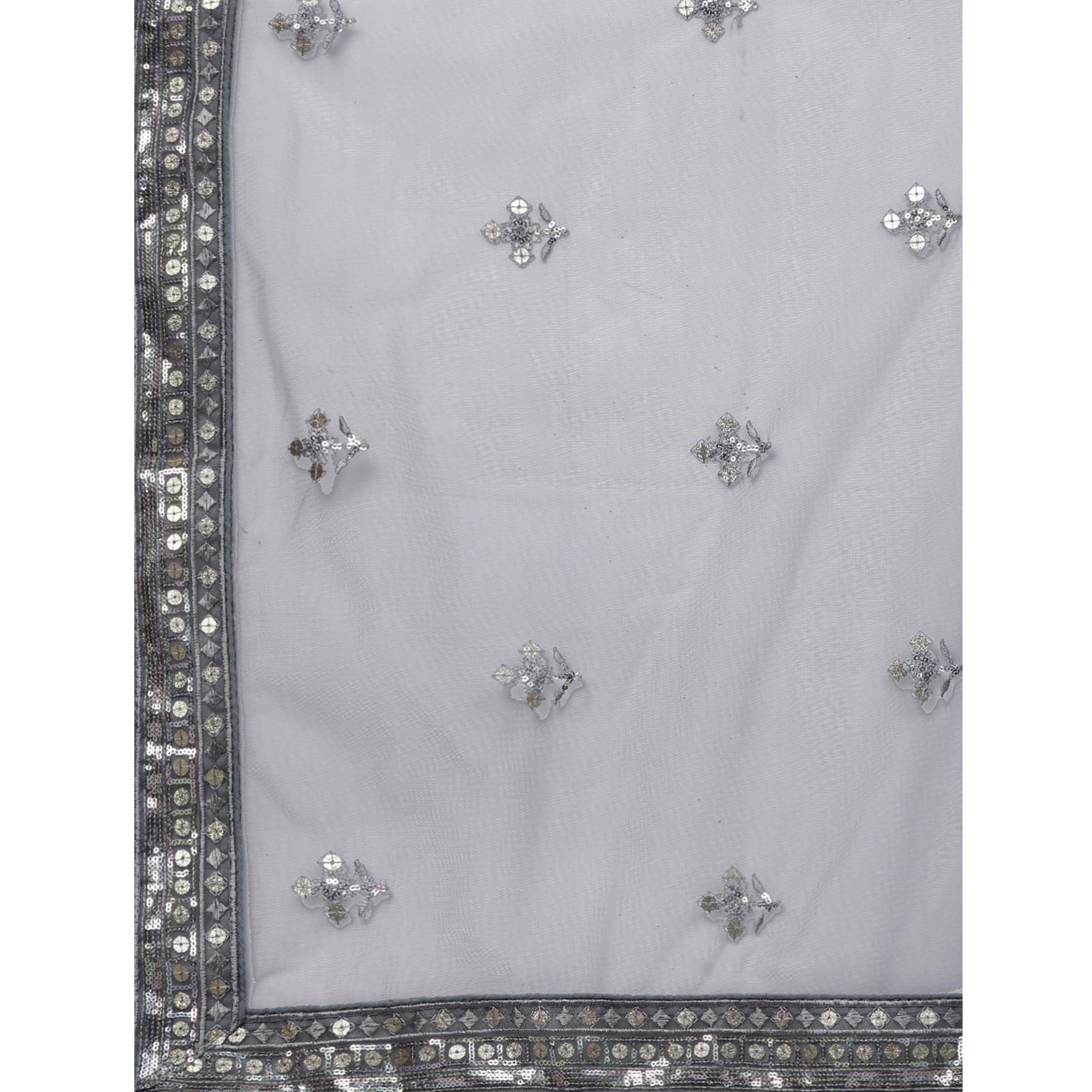 Beige Designer Wedding Wear Thread Zari Work Soft Net Lehenga Choli - Peachmode