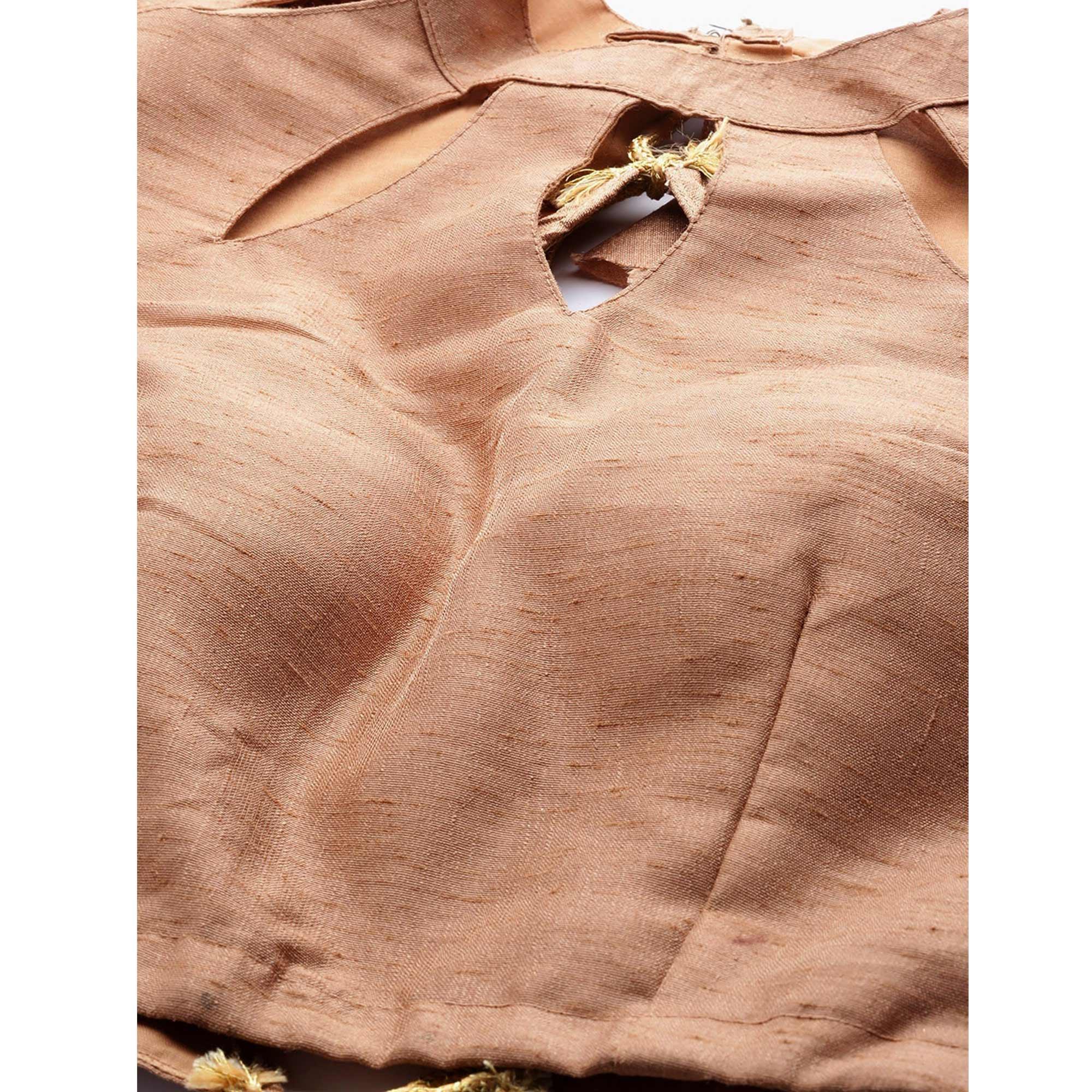 Beige Designer Wedding Wear Thread Zari Work Soft Net Lehenga Choli - Peachmode