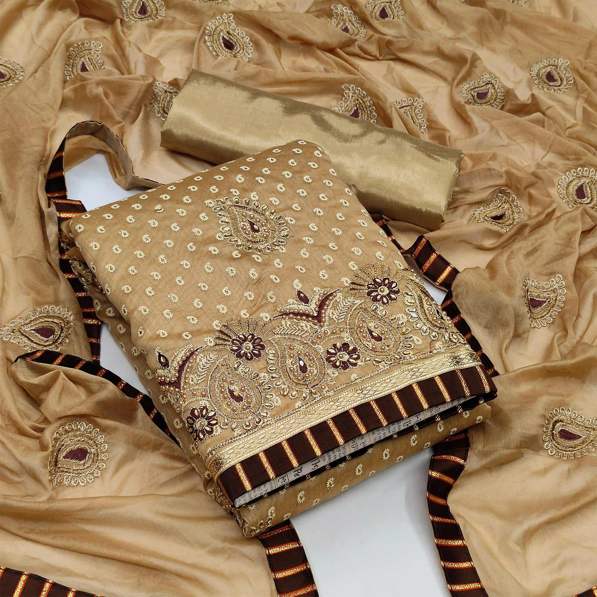 beige color dress material Beige Online Dress Materials, Buy Latest Unstitched Dresses from Fabanza
