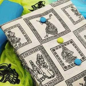 Beige Kalamkari Printed Pure Cotton Dress Material - Peachmode