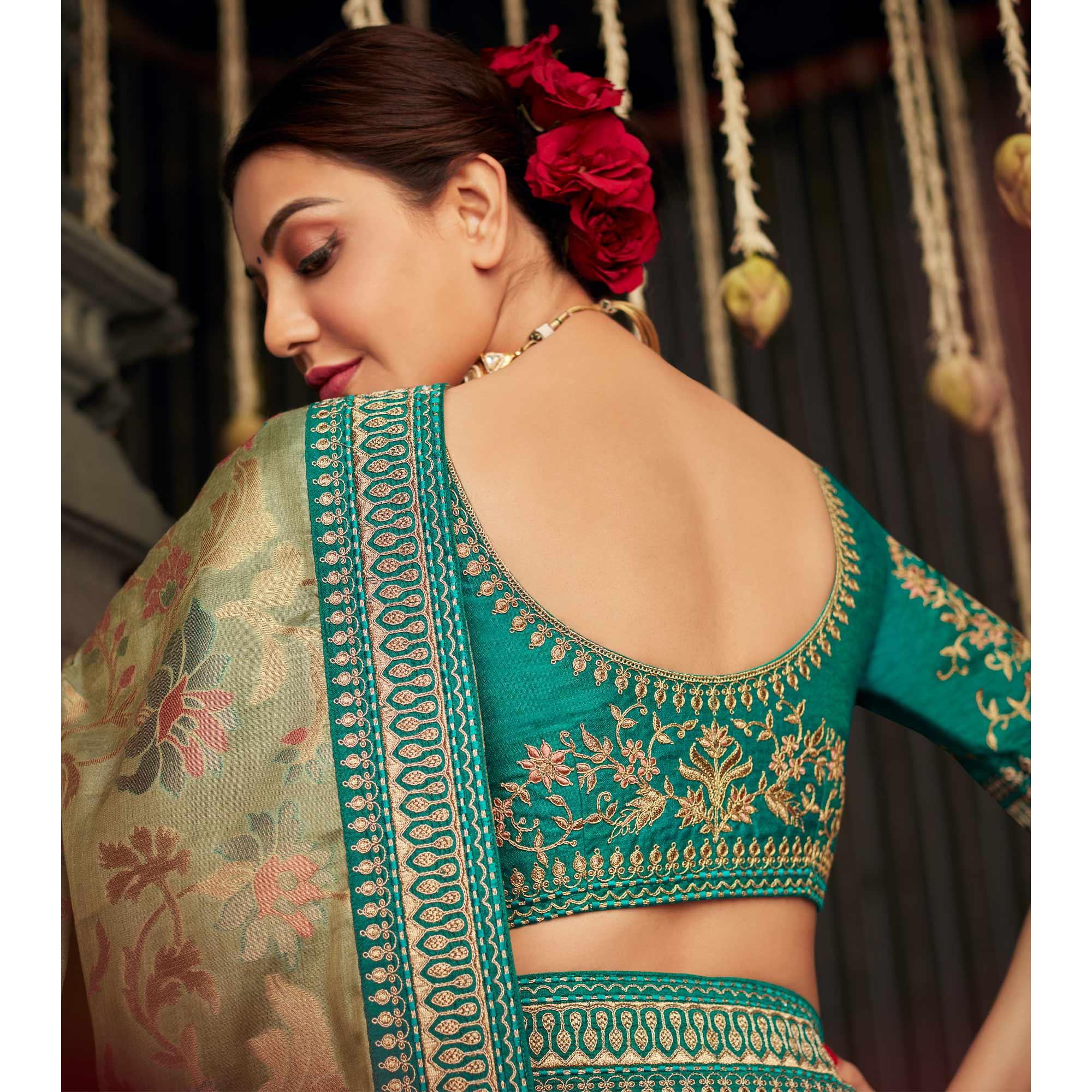 Beige Woven Art Silk Saree With Tassels - Peachmode