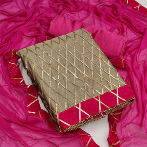 Biege Casual Wear Gotta Work Modal-Chanderi-Cotton Dress Material - Peachmode