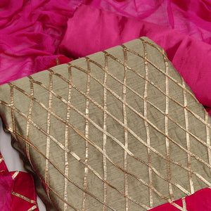 Biege Casual Wear Gotta Work Modal-Chanderi-Cotton Dress Material - Peachmode