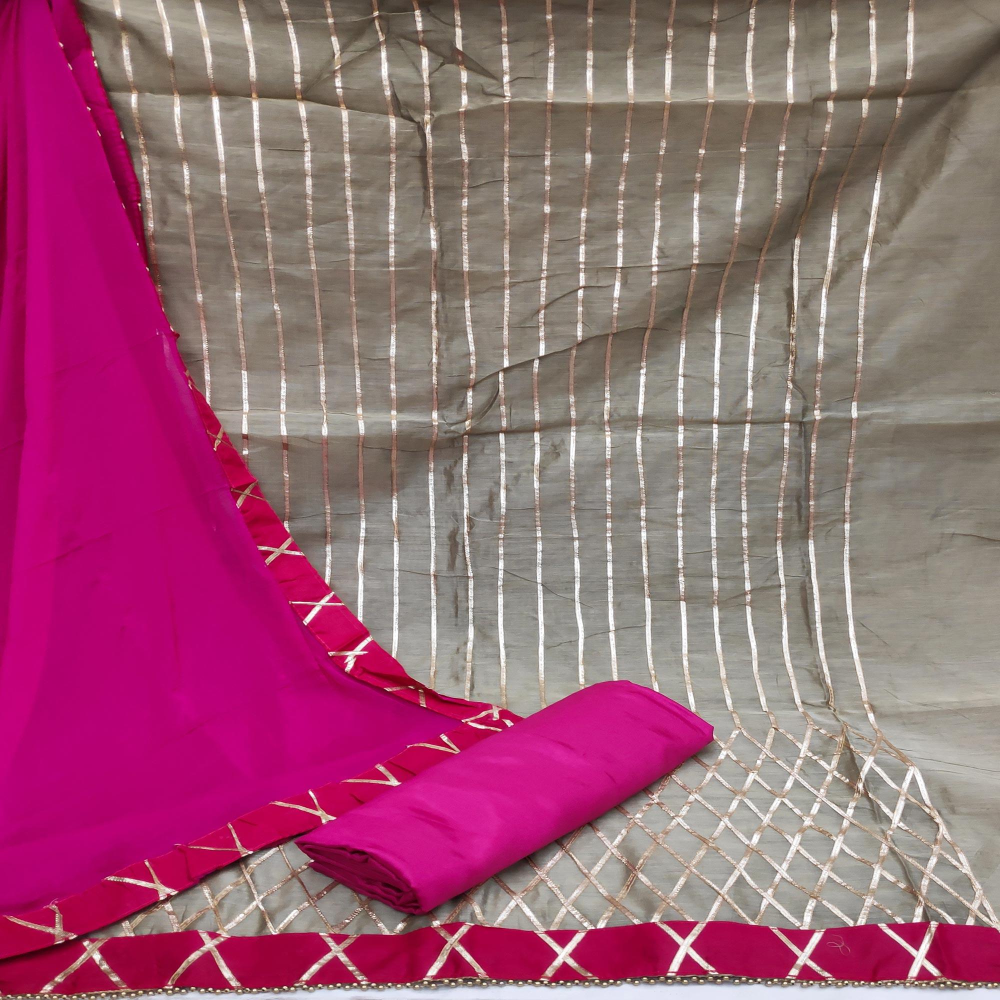 Biege Casual Wear Gotta Work Modal-Chanderi-Cotton Dress Material - Peachmode