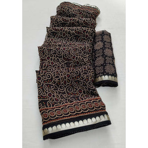 Black Casual Wear Bandhani Printed Soft Georgette Saree With Fancy Border - Peachmode