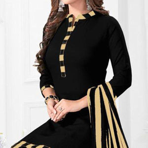 Black Casual Wear Crepe Patiala Dress Material - Peachmode