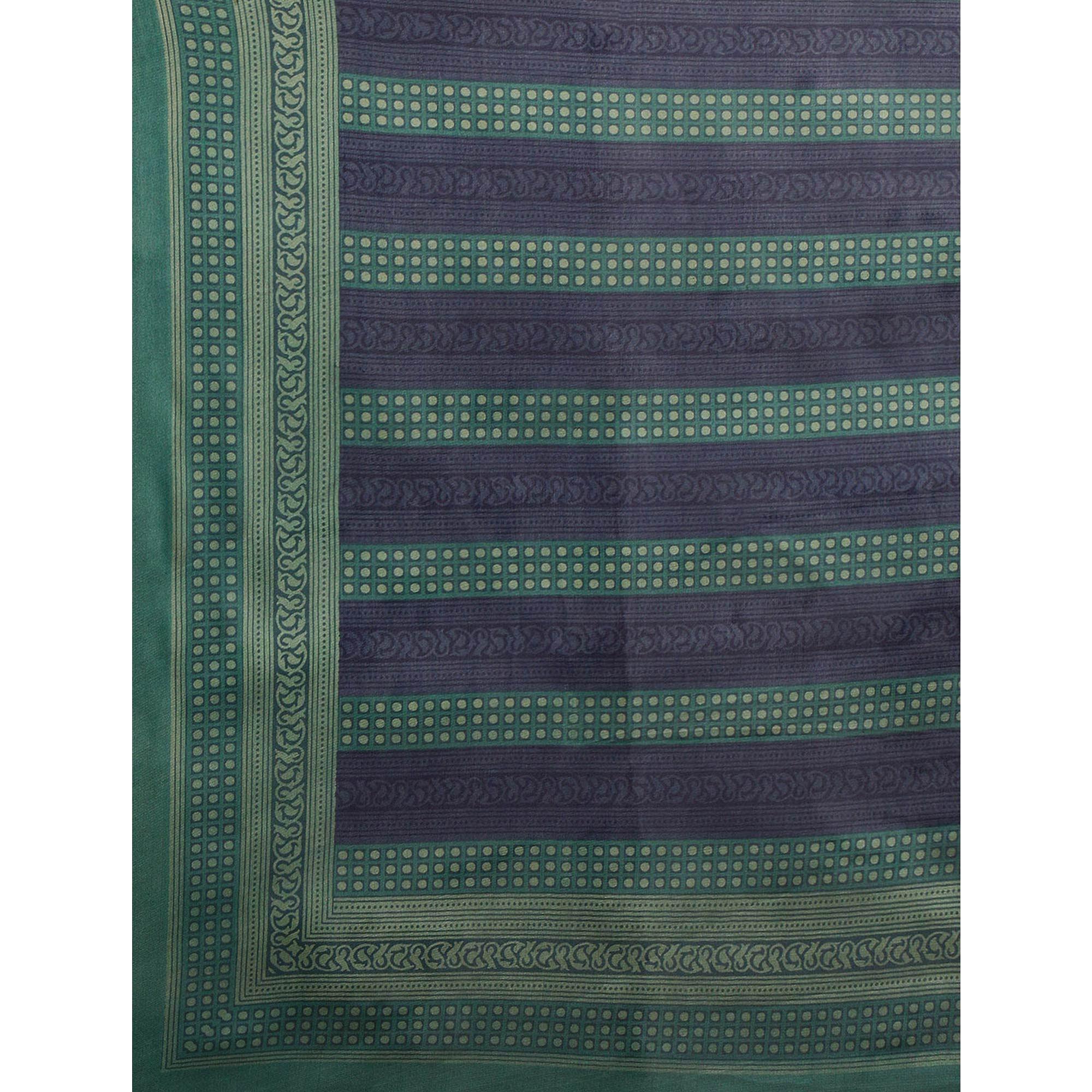 Black Casual Wear Printed Art Silk Saree - Peachmode