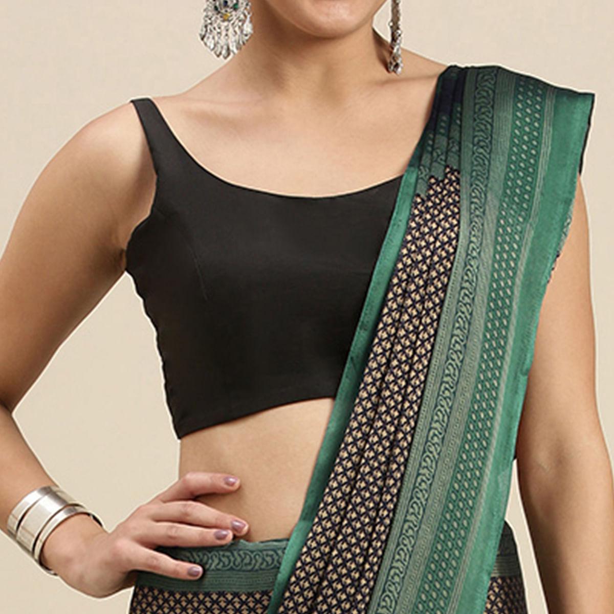 Black Casual Wear Printed Art Silk Saree - Peachmode