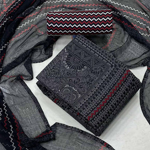 Black Casual Wear Printed Cotton Patiala Suit - Peachmode