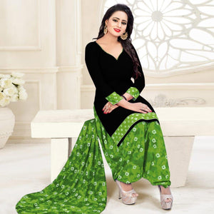 Black Casual Wear Solid Crepe Patiala Dress Material - Peachmode