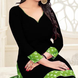 Black Casual Wear Solid Crepe Patiala Dress Material - Peachmode