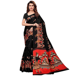 Black Colored Festive Wear Jute Saree - Peachmode