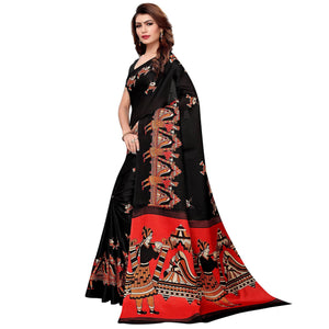 Black Colored Festive Wear Jute Saree - Peachmode