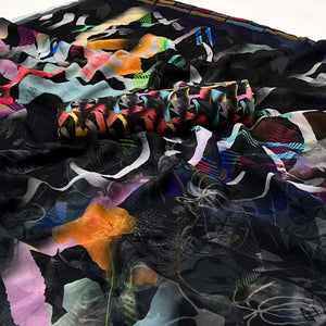 Black Digital Printed Georgette Saree - Peachmode